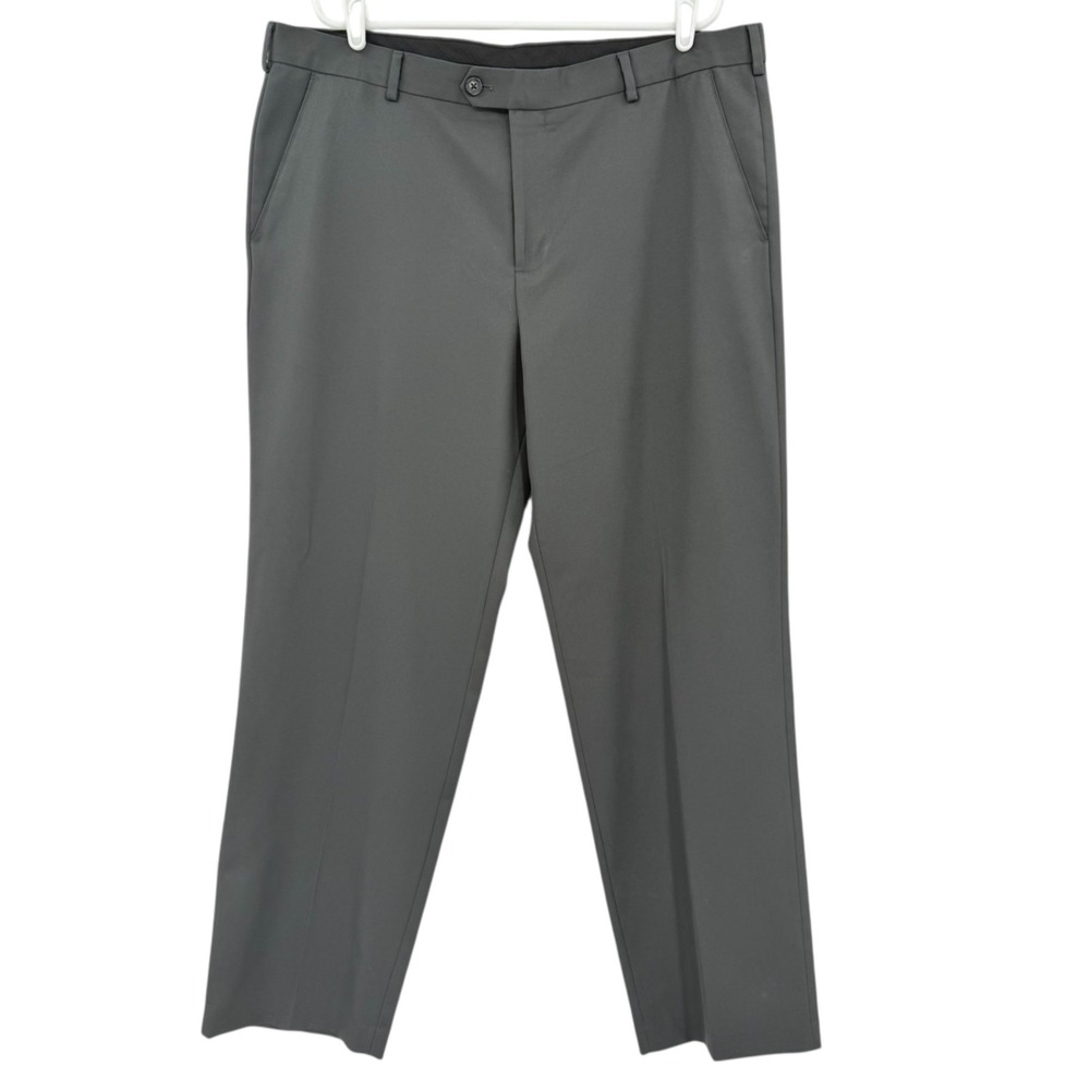 Izod Men's Flat Front Straight Leg Classic Fit Grey Dress Pants Size 40x32
